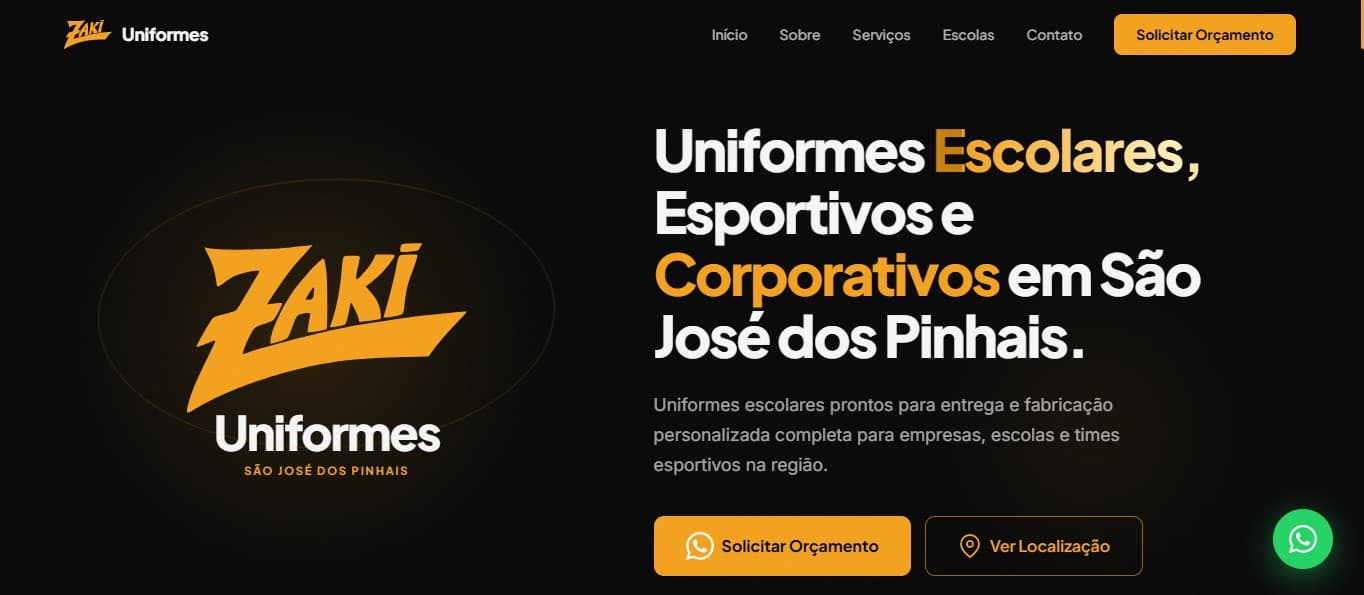 Preview do site Zaki Uniformes